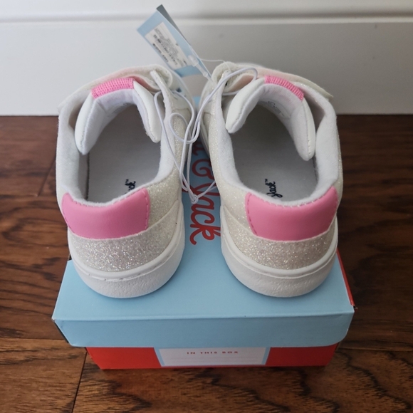 NEW Cat & Jack Size 7 Toddler Girl White Glitter Velcro Sora Sneakers shoes - Picture 6 of 7